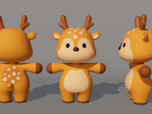 Rigged Cartoon Deer 3D Model