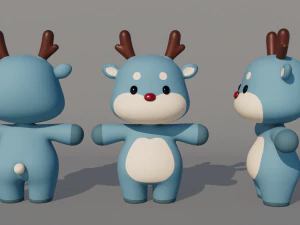 Rigged Cartoon Deer 3D Model