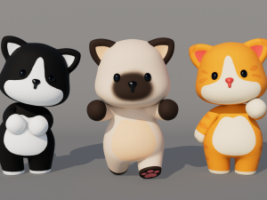 Rigged Cartoon Cat Modèle 3D