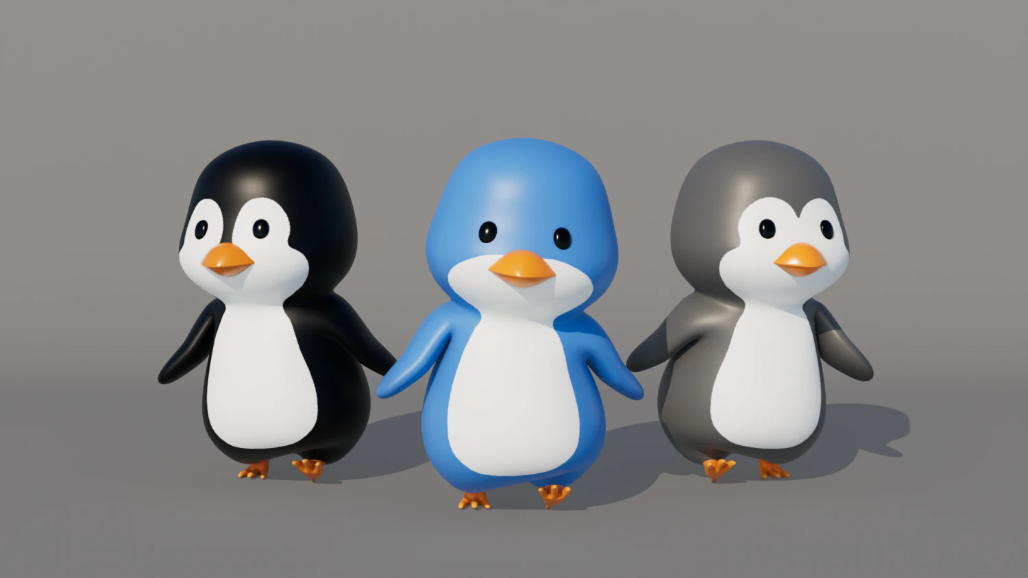 Rigged Cartoon Penguin 3D Model .c4d .max .obj .3ds .fbx .stl .blend 