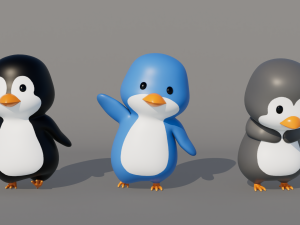 Rigged Cartoon Penguin Modello 3D
