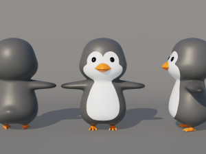 Rigged Cartoon Penguin Modello 3D