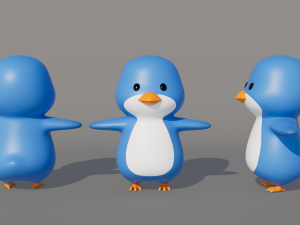 Rigged Cartoon Penguin Modello 3D
