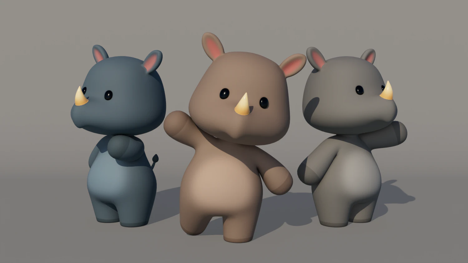 Rigged Cartoon Rhinoceros 3D Model .c4d .max .obj .3ds .fbx .stl .blend 