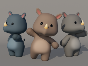 Rigged Cartoon Rhinoceros 3Dモデル