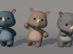 Rigged Cartoon Rhinoceros 3D Model
