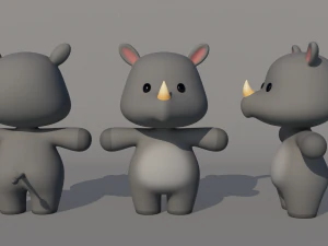 Rigged Cartoon Rhinoceros 3D Model