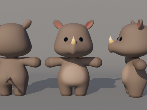 Rigged Cartoon Rhinoceros Modello 3D