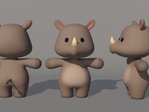 Rigged Cartoon Rhinoceros 3D Model