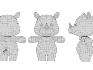 Rigged Cartoon Rhinoceros 3D Model