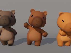 Rigged Cartoon Capybara 3D Model