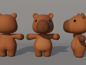 Rigged Cartoon Capybara 3D Model