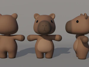 Rigged Cartoon Capybara 3D Model