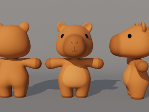 Rigged Cartoon Capybara 3D Model