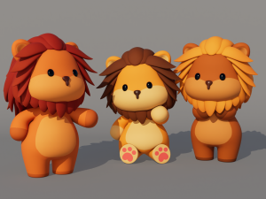 Rigged Cartoon Lion 3Dモデル
