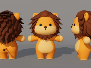 Rigged Cartoon Lion 3D Model