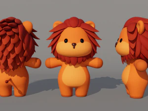 Rigged Cartoon Lion 3D Model