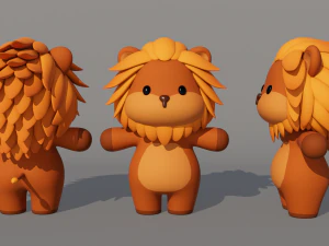 Rigged Cartoon Lion 3D Model