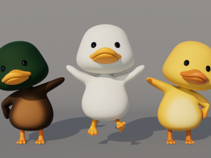 Rigged Cartoon Duck Modelo 3D