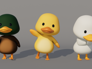 Rigged Cartoon Duck Model 3D