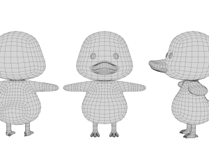 Rigged Cartoon Duck Model 3D