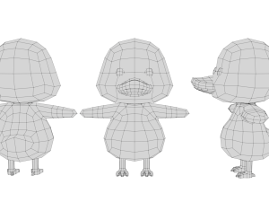 Rigged Cartoon Duck Model 3D