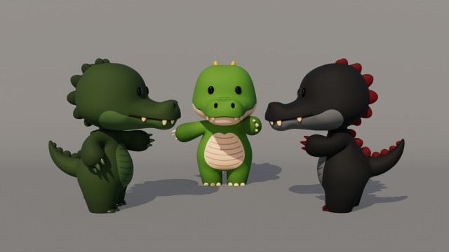 Rigged Cartoon Crocodile Model 3D .c4d .max .obj .3ds .fbx .stl .blend 