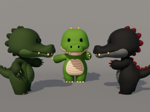 Rigged Cartoon Crocodile 3D Model