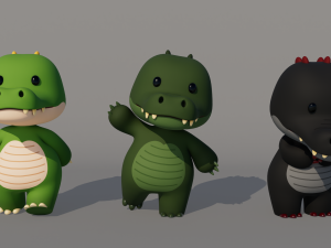 Rigged Cartoon Crocodile Model 3D