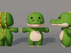 Rigged Cartoon Crocodile Model 3D