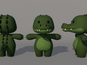 Rigged Cartoon Crocodile Model 3D