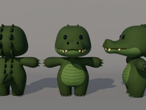 Rigged Cartoon Crocodile 3D Model