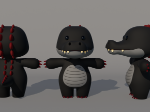 Rigged Cartoon Crocodile Model 3D