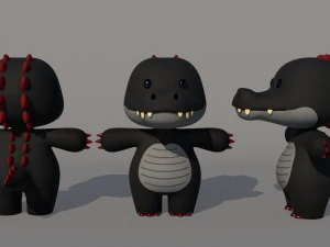 Rigged Cartoon Crocodile 3D Model