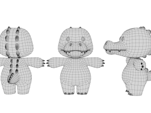 Rigged Cartoon Crocodile Model 3D