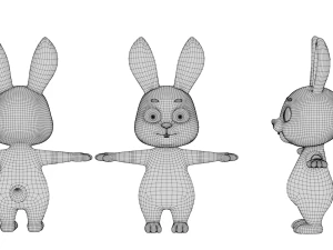 Coniglio del fumetto truccato Modello 3D