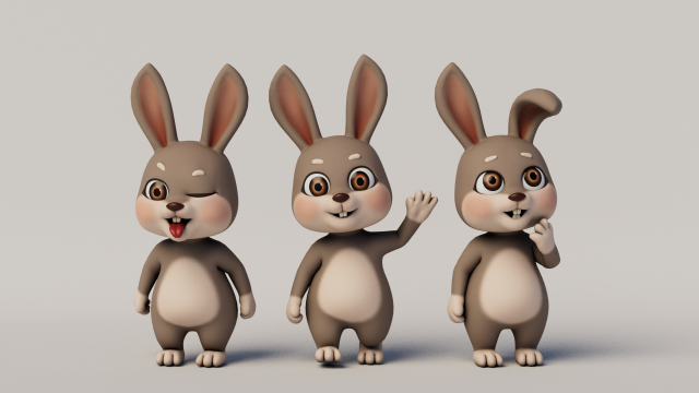 Rigged Cartoon Rabbit Modelo 3D .c4d .max .obj .3ds .fbx .stl .blend 