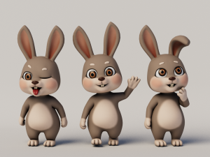 Rigged Cartoon Rabbit Model 3D