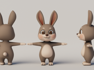 Rigged Cartoon Rabbit Modelo 3D