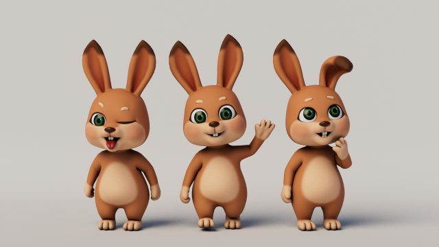 Rigged Cartoon Rabbit 3D Model .c4d .max .obj .3ds .fbx .stl .blend 