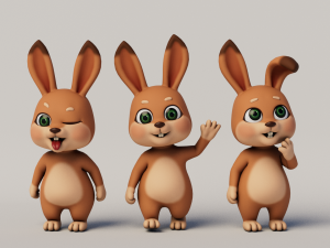 Rigged Cartoon Rabbit 3D Model