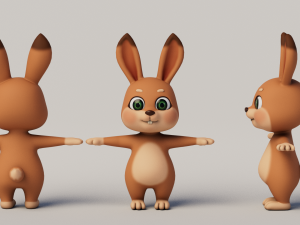 Rigged Cartoon Rabbit 3D Model