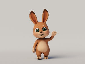 Rigged Cartoon Rabbit 3D Model