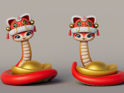 Rigged Cartoon Snake Model 3D