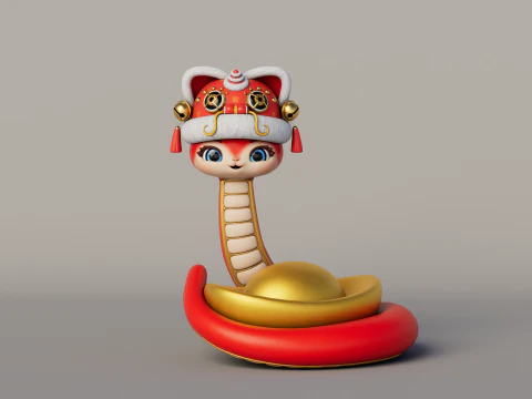 Rigged Cartoon Snake 3D Model