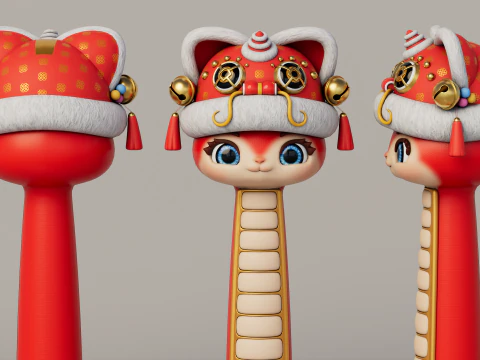 Rigged Cartoon Snake 3D Model