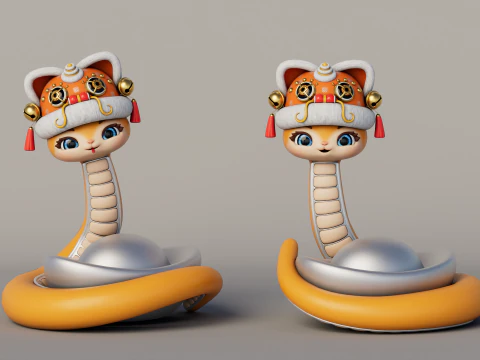 Rigged Cartoon Snake 3D Model