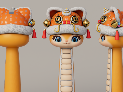 Rigged Cartoon Snake Modelo 3D