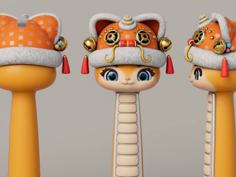 Rigged Cartoon Snake 3D Model
