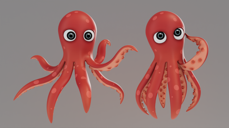 Rigged Cartoon Octopus 3Dモデル .c4d .max .obj .3ds .fbx .stl .blend 